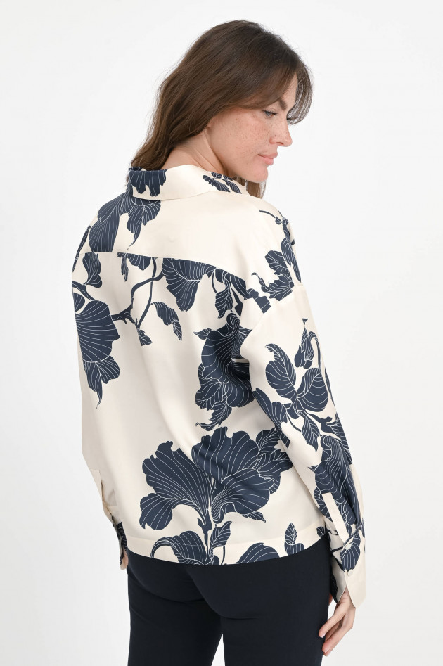herzen´S angelegenheit Gemusterte Seidenbluse in Creme/Navy