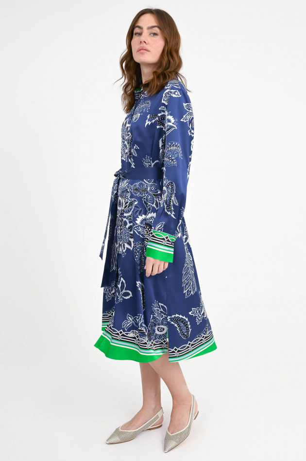 herzen´S angelegenheit Midikleid aus Seide in Blau/Weiß/Grün gemustert