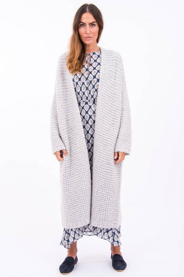 herzen´S angelegenheit Lange Strickjacke mit grobem Strick in Hellgrau