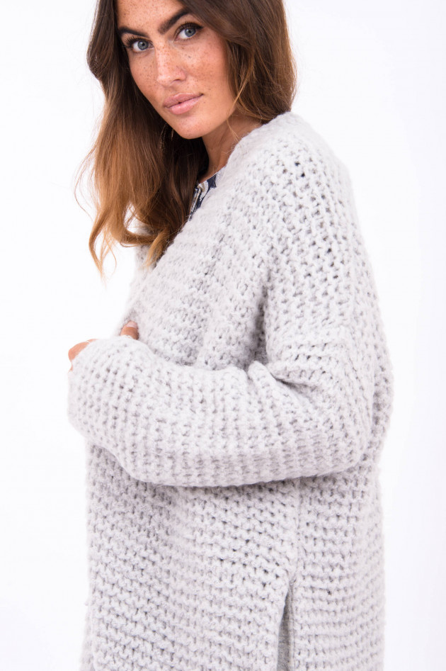 herzen´S angelegenheit Lange Strickjacke mit grobem Strick in Hellgrau