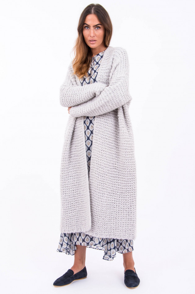 herzen´S angelegenheit Lange Strickjacke mit grobem Strick in Hellgrau