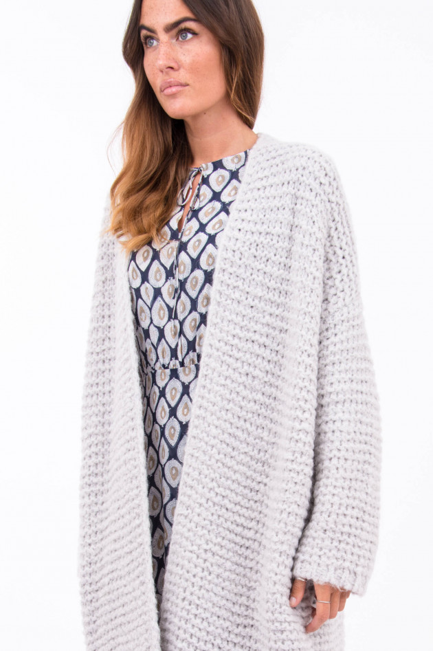 herzen´S angelegenheit Lange Strickjacke mit grobem Strick in Hellgrau