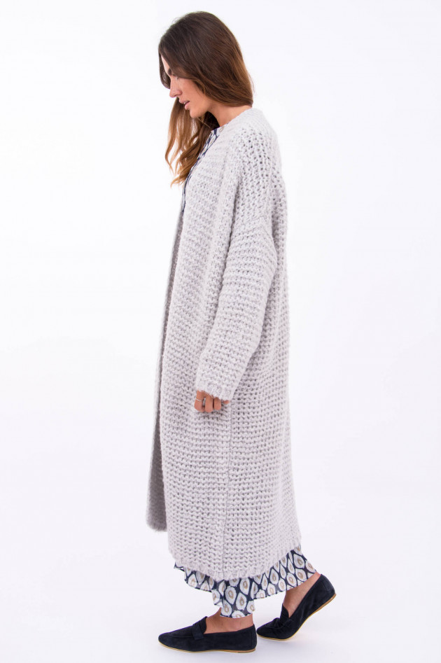 herzen´S angelegenheit Lange Strickjacke mit grobem Strick in Hellgrau