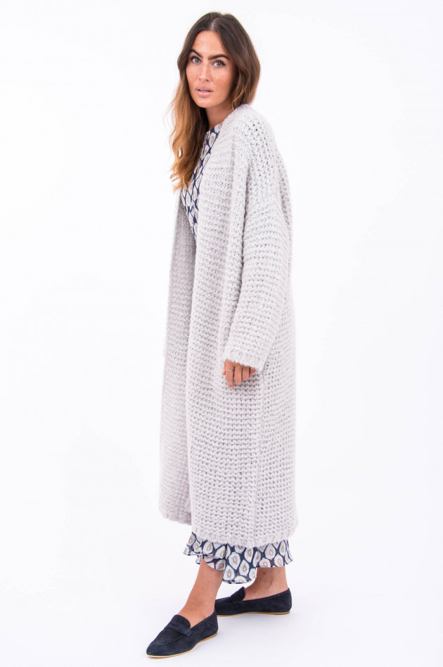 herzen´S angelegenheit Lange Strickjacke mit grobem Strick in Hellgrau