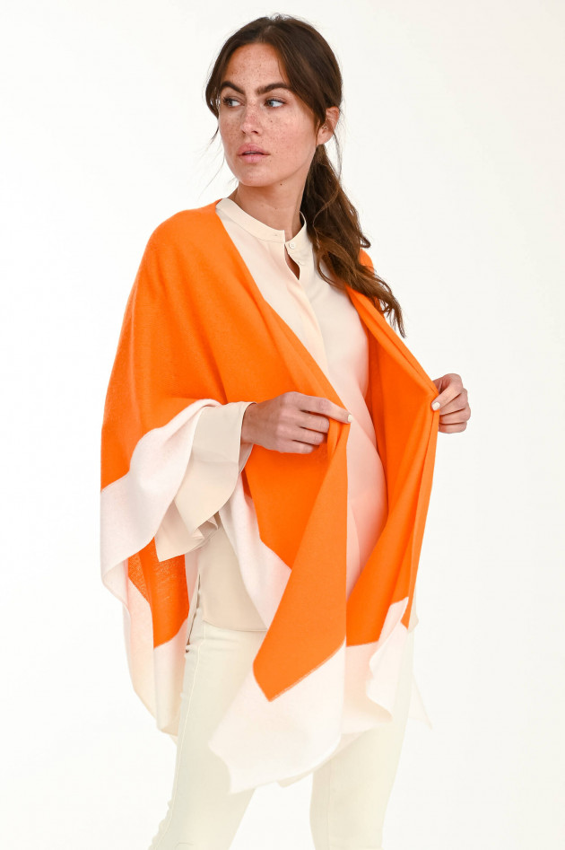 herzen´S angelegenheit Cape aus Woll-Kaschmir-Mix in Orange/Weiß