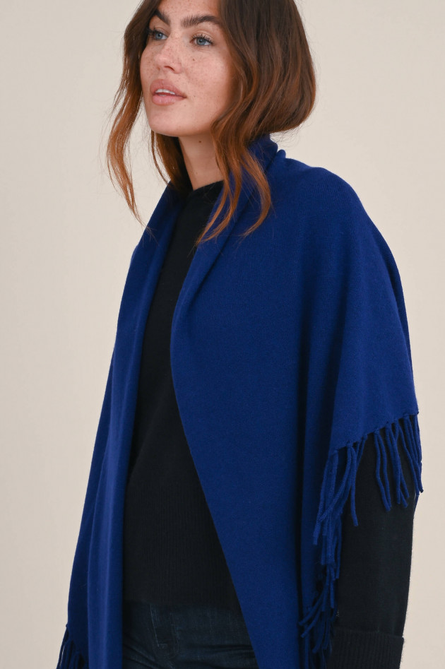 herzen´S angelegenheit Wolle/Cashmere Cape mit Fransen in Dunkelblau