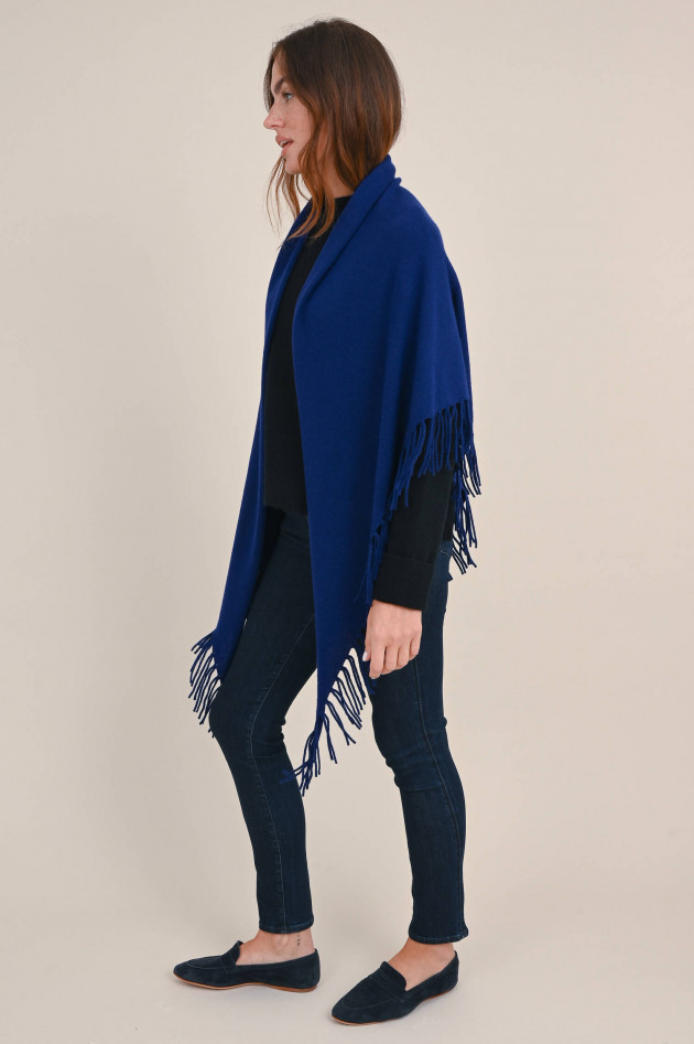 herzen´S angelegenheit Wolle/Cashmere Cape mit Fransen in Dunkelblau