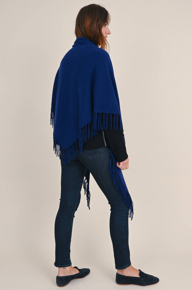 herzen´S angelegenheit Wolle/Cashmere Cape mit Fransen in Dunkelblau