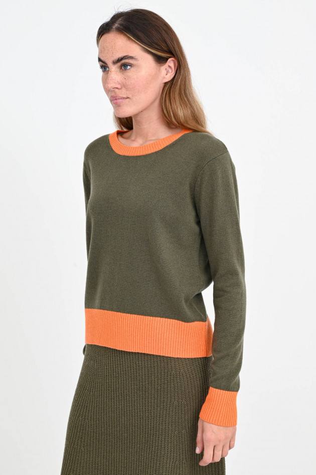 herzen´S angelegenheit Kaschmir-Mix Pullover mit Farbmix in Oliv/Orange