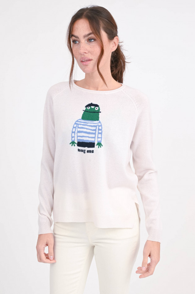 herzen´S angelegenheit Woll-Cashmere-Pullover mit Frosch in Creme