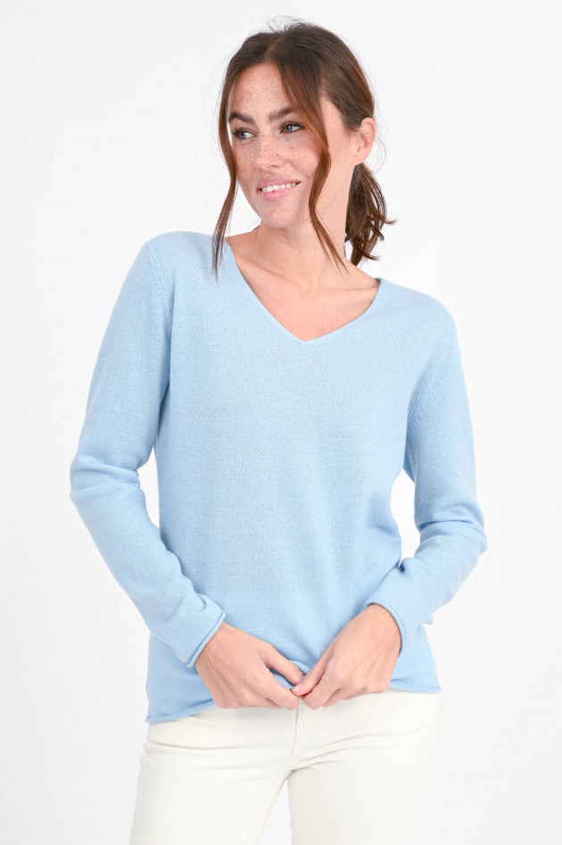 herzen´S angelegenheit Cashmere-Pullover mit V-Ausschnitt in Hellblau