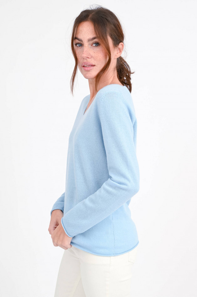 herzen´S angelegenheit Cashmere-Pullover mit V-Ausschnitt in Hellblau