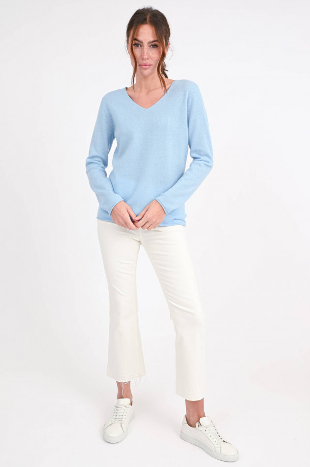 herzen´S angelegenheit Cashmere-Pullover mit V-Ausschnitt in Hellblau