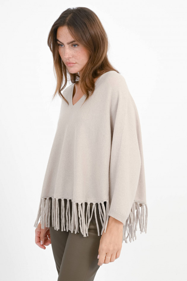 herzen´S angelegenheit Poncho/Pullover mit Fransenkante in Hellbeige