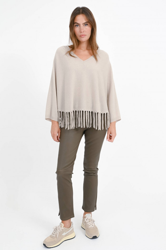 herzen´S angelegenheit Poncho/Pullover mit Fransenkante in Hellbeige