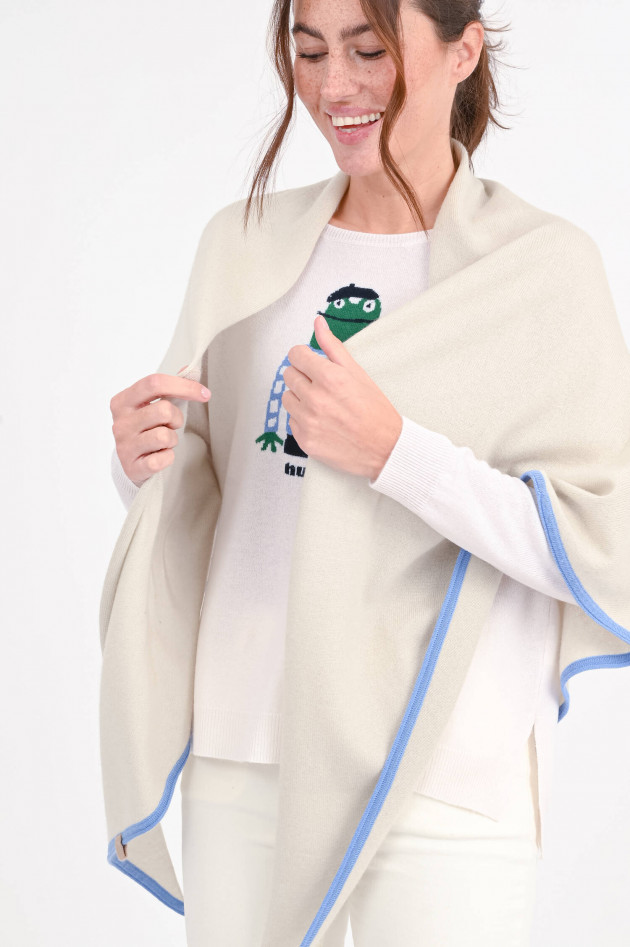 herzen´S angelegenheit Poncho mit Kontrastfarbe in Marzipan/Blau