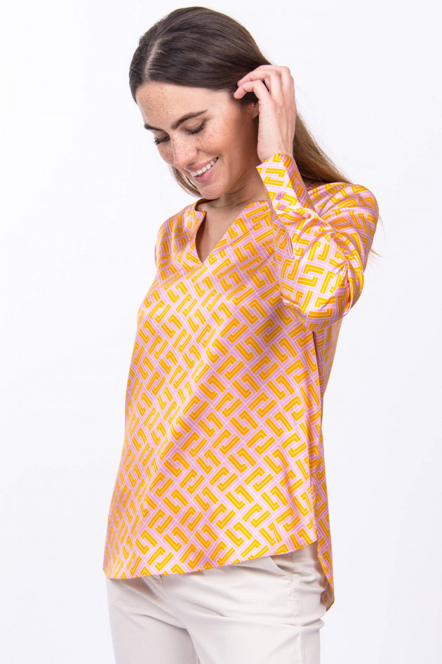 herzen´S angelegenheiten Seidenbluse mit geometischem Print in Orange/Lila