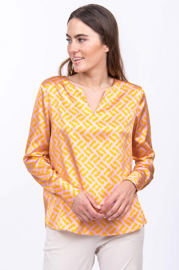 herzen´S angelegenheiten Seidenbluse mit geometischem Print in Orange/Lila