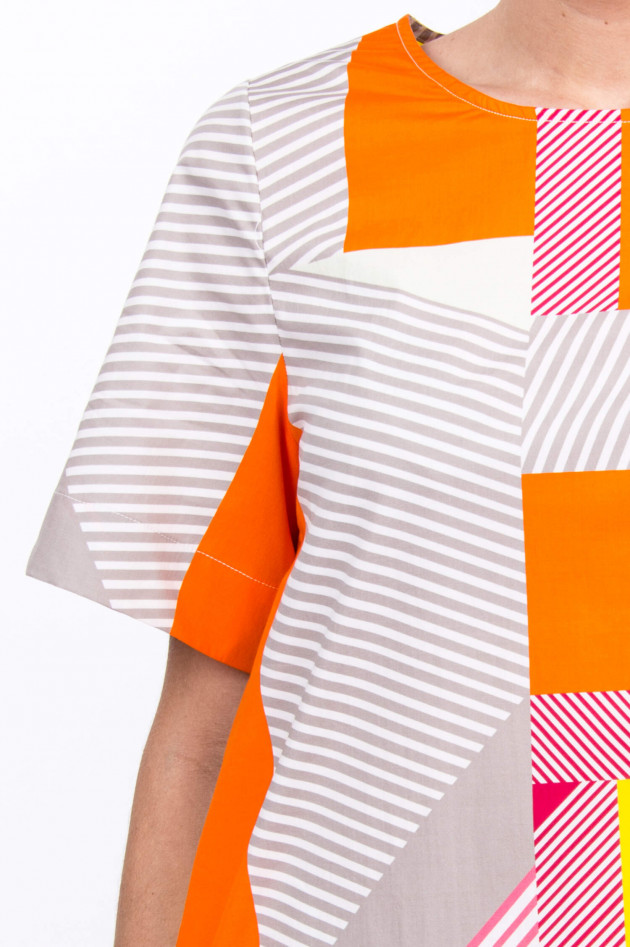 herzen´S angelegenheiten Baumwollkleid in Orange/Grau gemustert