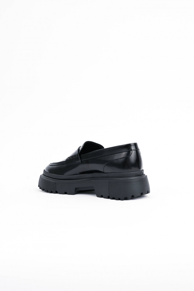 Hogan Loafer aus Glattleder in Schwarz