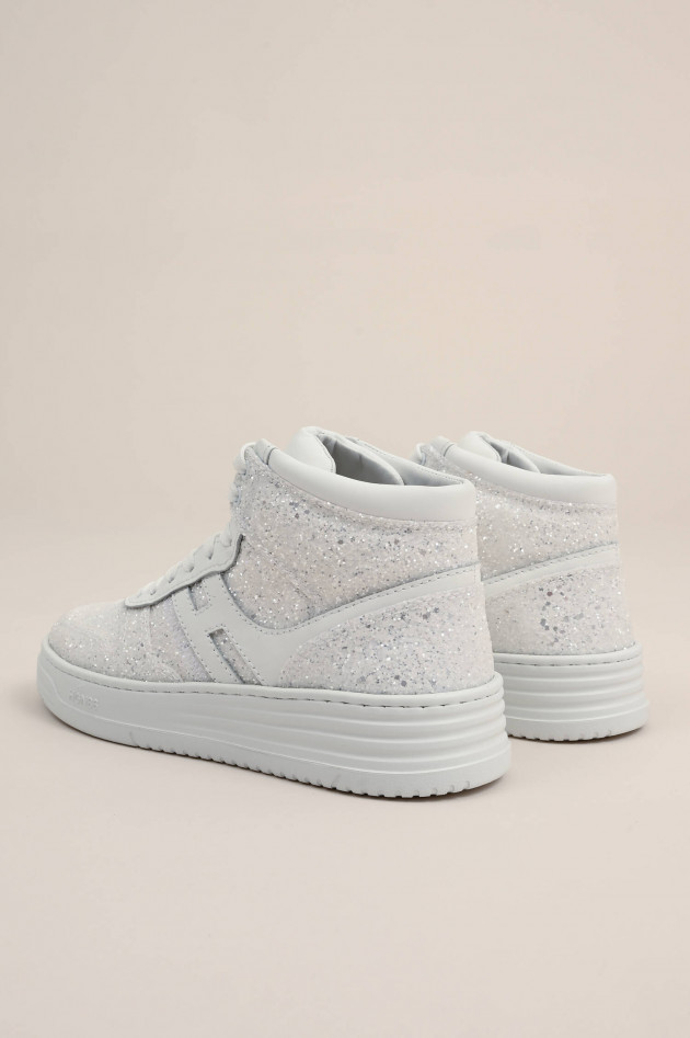 Hogan Sneaker H630 in Glitzeroptik in Weiß/Silber