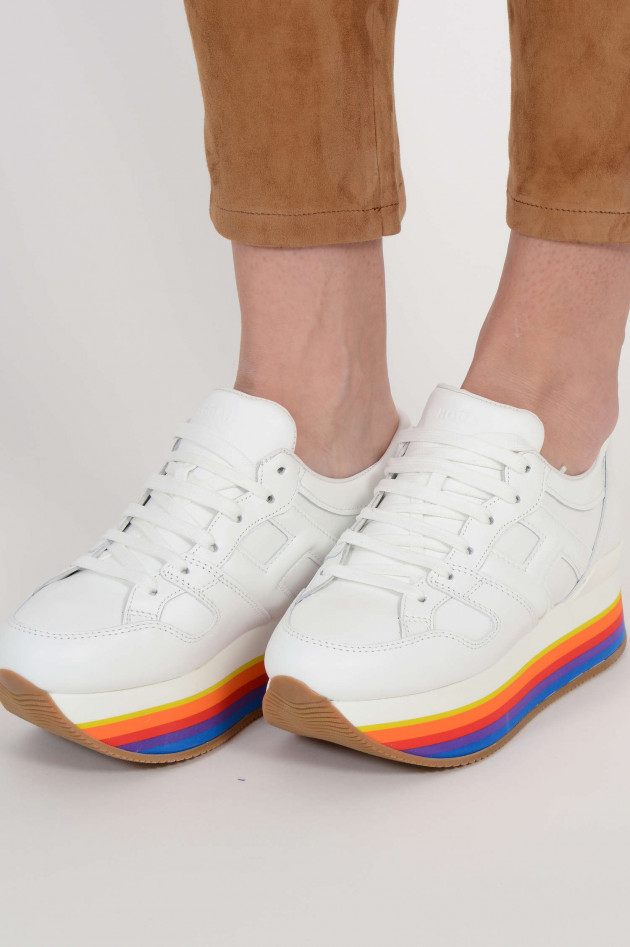 Hogan Sneakers mit Regenbogen-Plateau in Weiß