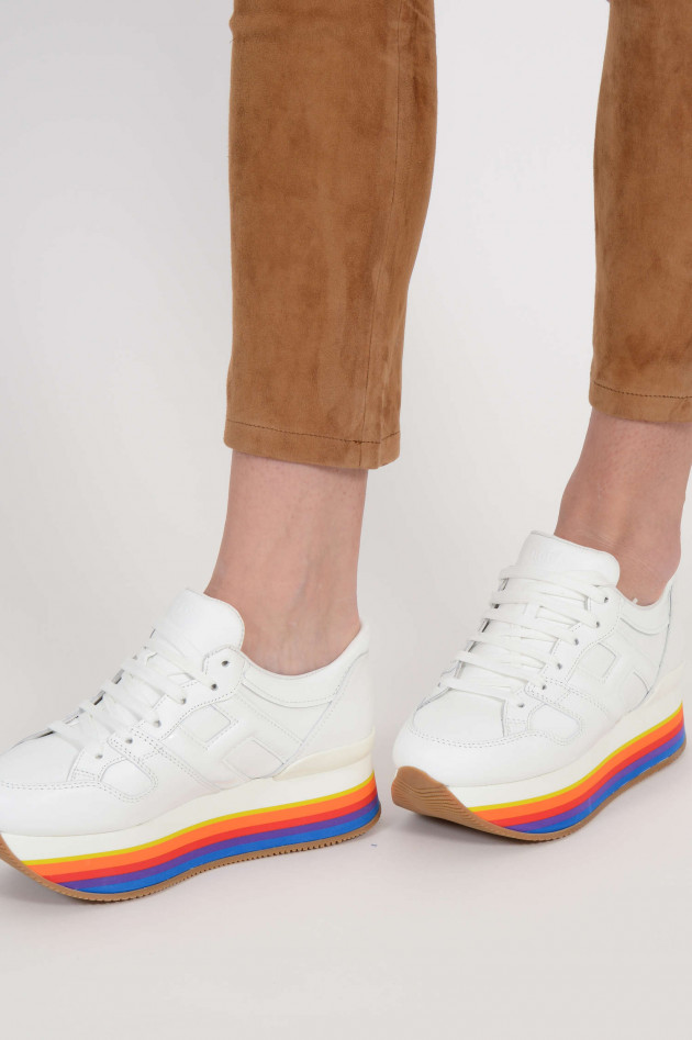 Hogan Sneakers mit Regenbogen-Plateau in Weiß