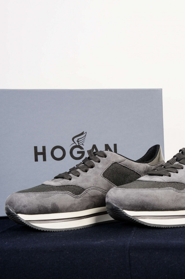 Hogan Sneakers SPORTIVO aus Rauleder in Grau mit Metallic Effekten