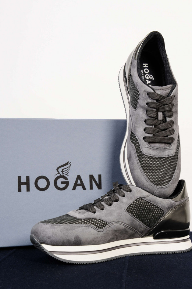Hogan Sneakers SPORTIVO aus Rauleder in Grau mit Metallic Effekten