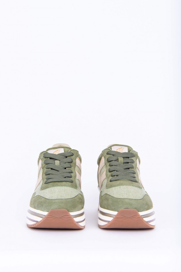 Hogan Sneaker mit Metallic-Details in Oliv/Gold