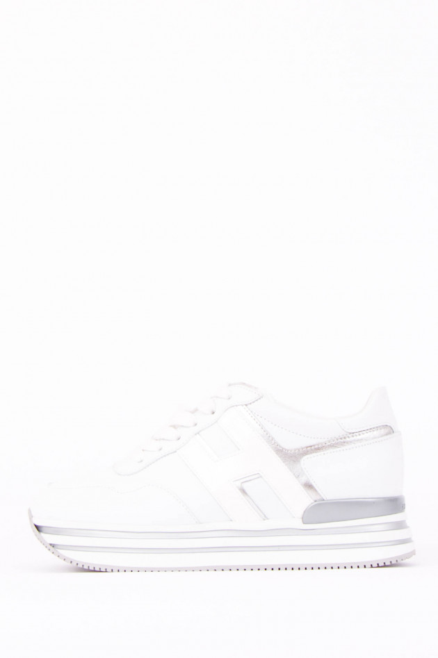 Hogan Sneaker mit Metallic-Details in Weiß/Silber