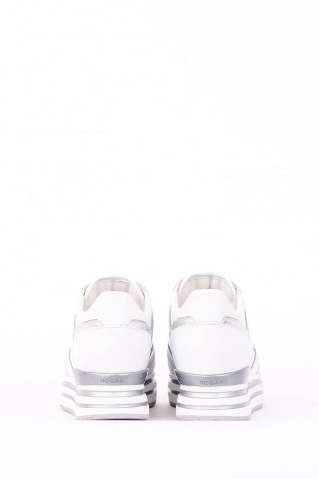 Hogan Sneaker mit Metallic-Details in Weiß/Silber