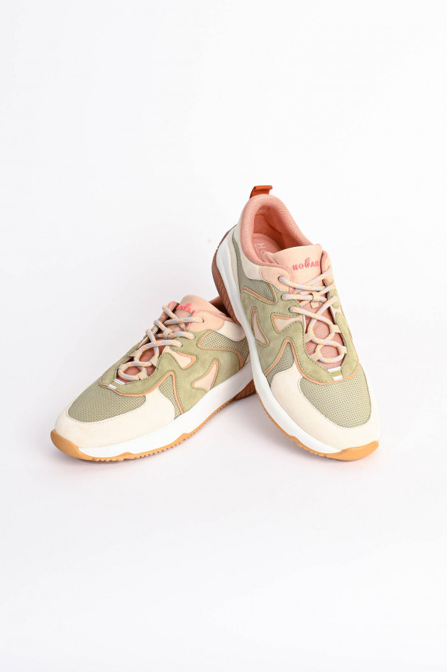 Hogan Dynamischer Sneaker H597 in Oliv/Nude