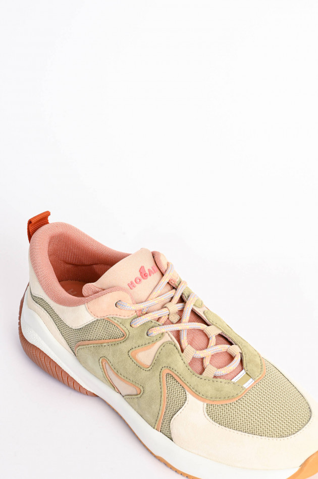 Hogan Dynamischer Sneaker H597 in Oliv/Nude