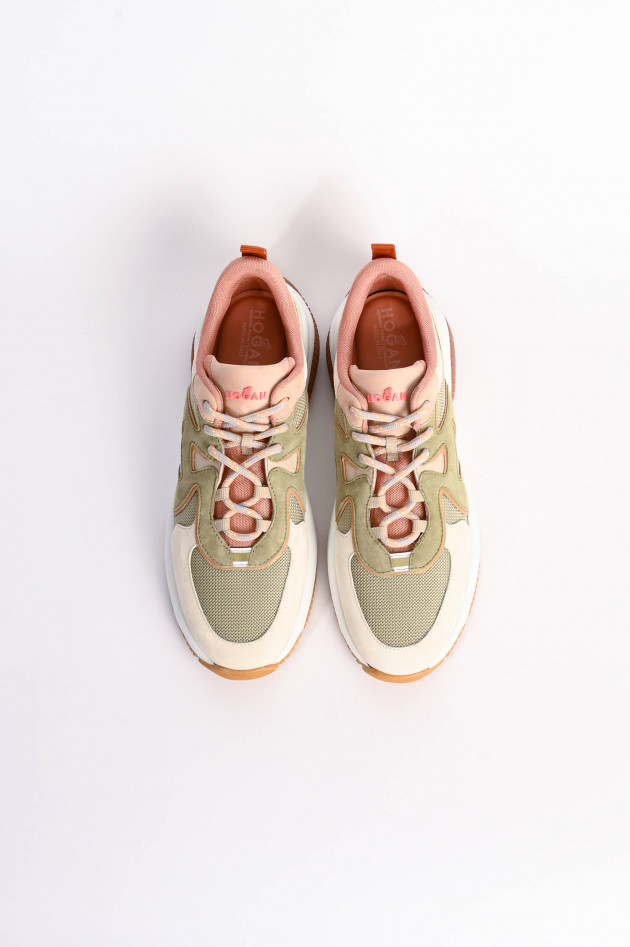 Hogan Dynamischer Sneaker H597 in Oliv/Nude