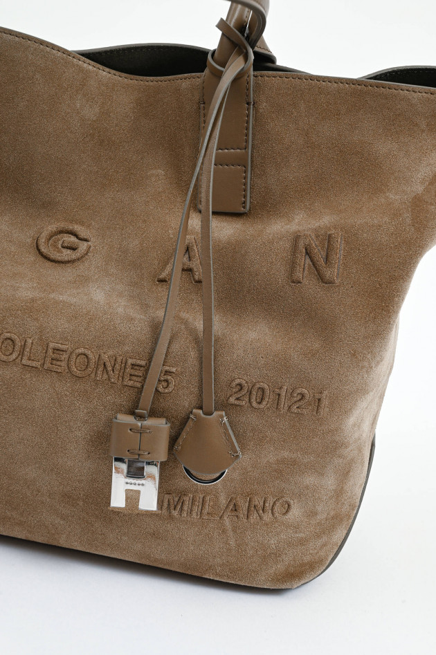 Hogan Shopper aus Veloursleder in Taupe
