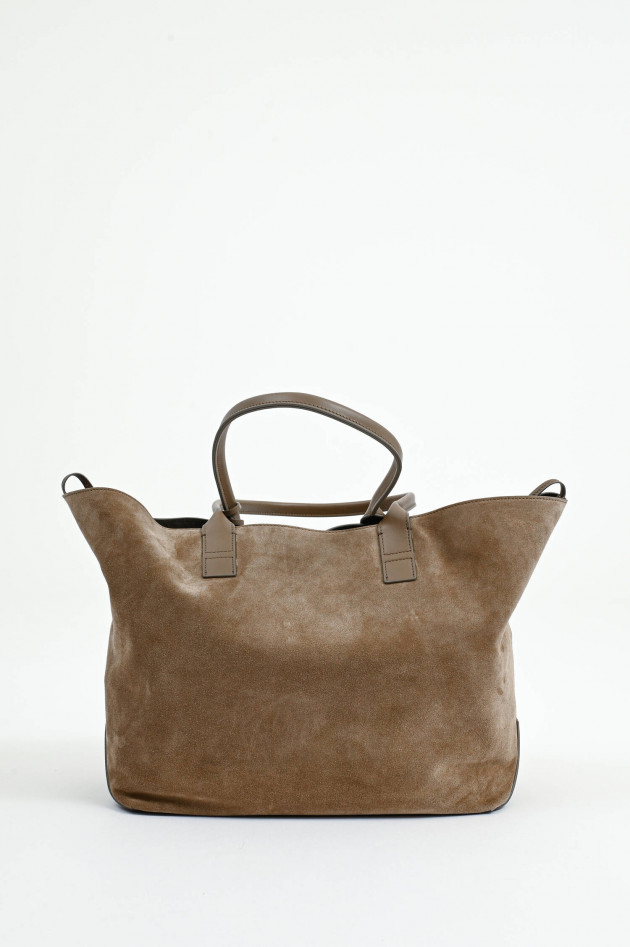 Hogan Shopper aus Veloursleder in Taupe