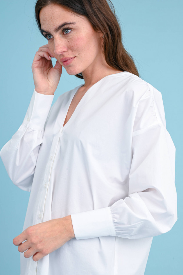 I Heart  Oversized Bluse mit V-Neck in Weiß