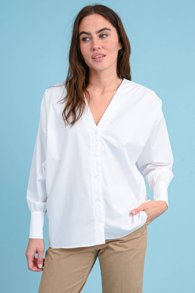 I Heart  Oversized Bluse mit V-Neck in Weiß