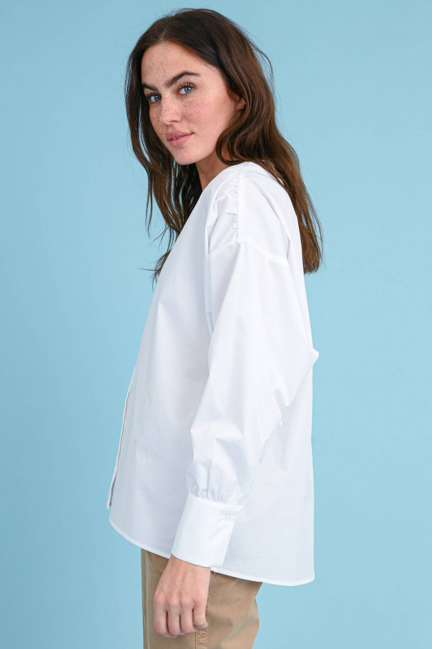 I Heart  Oversized Bluse mit V-Neck in Weiß