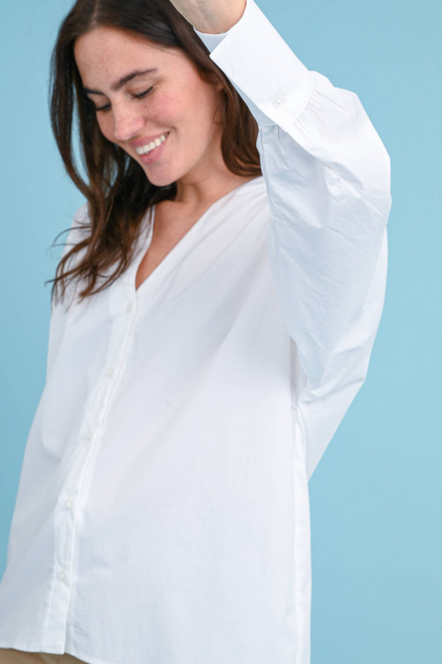 I Heart  Oversized Bluse mit V-Neck in Weiß