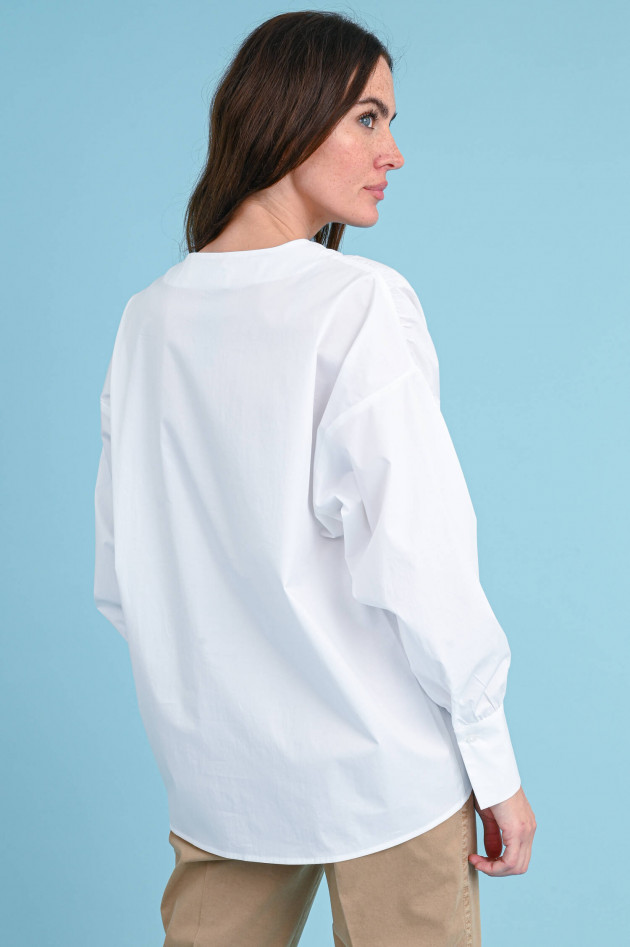 I Heart  Oversized Bluse mit V-Neck in Weiß