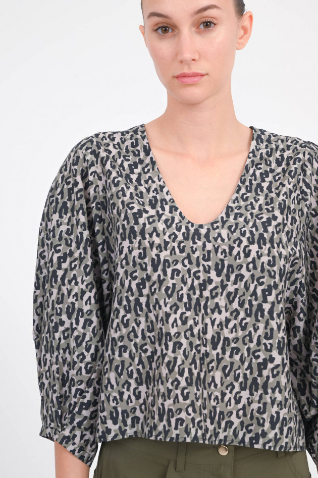I Heart  Open-Back-Bluse CALPURNIA in Khaki/Schwarz/Beige