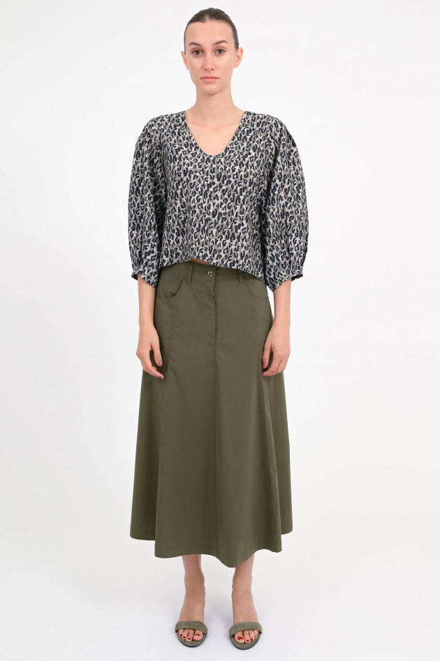I Heart  Open-Back-Bluse CALPURNIA in Khaki/Schwarz/Beige