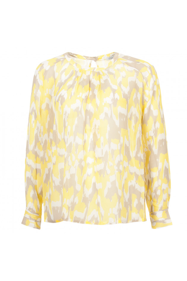 I Heart  Seidenbluse in Gelb/Braun gemustert