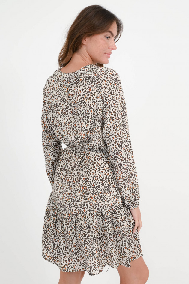 I Heart  Kleid mit Leo-Print und Rüschen in Weiß/Braun
