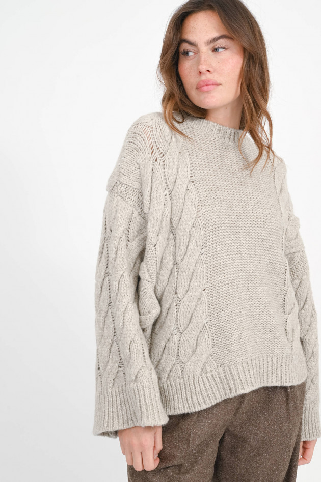 I Heart  Strickpullover mit Zopfstrick-Musterung in Fog