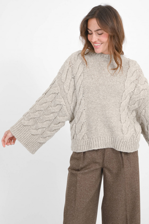 I Heart  Strickpullover mit Zopfstrick-Musterung in Fog