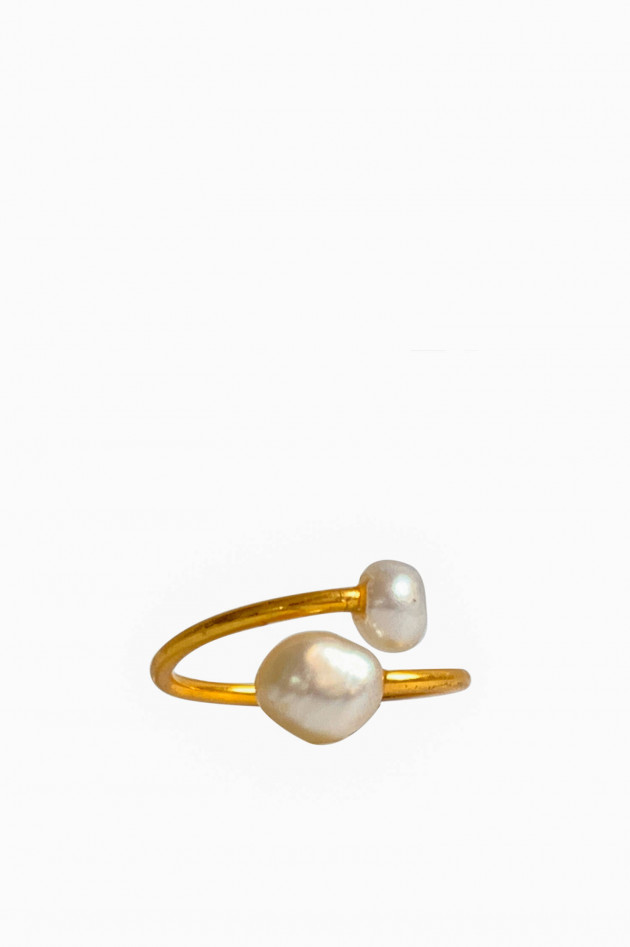 IBU Jewels Ring DOUBLE PEARL mit Perlen in Gold/Weiß