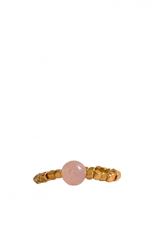 IBU Jewels Stretch-Perlenring PEGGY ROSE QUARTZ in Gold/Rosé